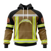 NFL Los Angeles Chargers Custom Name Number Firefighter Uniform Pullover Hoodie