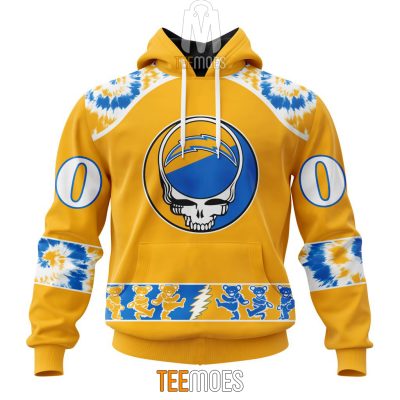 NFL Los Angeles Chargers Custom Name Number Grateful Dead Pullover Hoodie