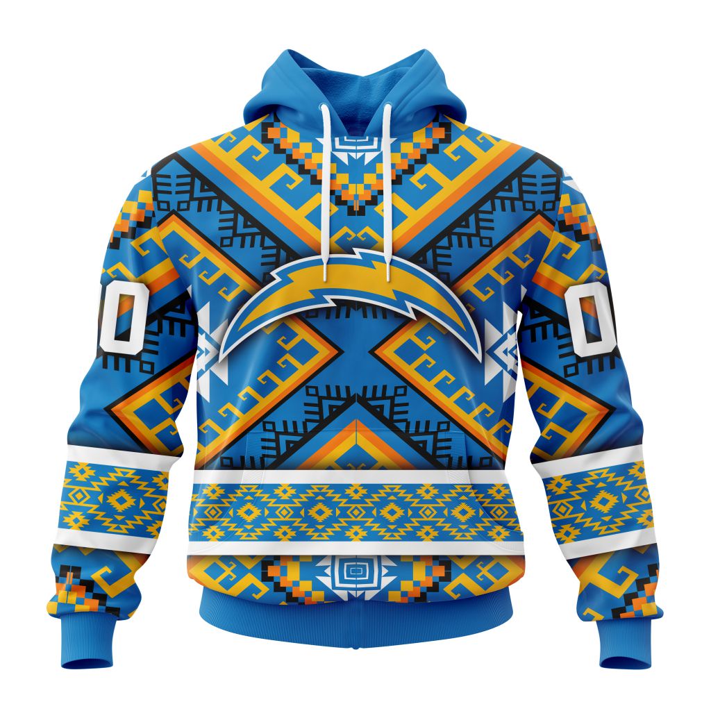 NFL Los Angeles Chargers Custom Name Number Native Concepts Pullover Hoodie NFL Los Angeles Chargers Custom Name Number Native Concepts Pullover Hoodie