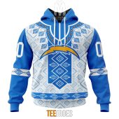 NFL Los Angeles Chargers Custom Name Number Native Pattern Pullover Hoodie