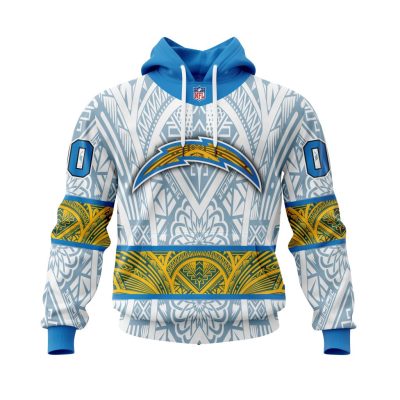 NFL Los Angeles Chargers Custom Name Number Native With Samoa Culture Pullover Hoodie