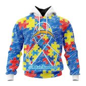 Nfl Los Angeles Chargers Custom Name Number Puzzle Autism Awareness Pullover Hoodie Front.jpg - demo10