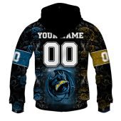 Nfl Los Angeles Chargers Custom Name Number Rose Dragon Pullover Hoodie Back.jpg - demo10