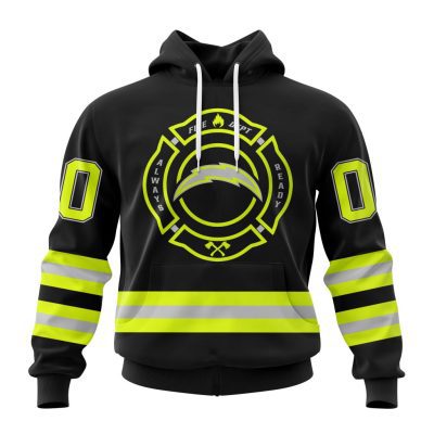 NFL Los Angeles Chargers Custom Name Number Special FireFighter Uniform Pullover Hoodie