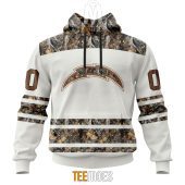 NFL Los Angeles Chargers Custom Name Number White Camo Hunting Pullover Hoodie