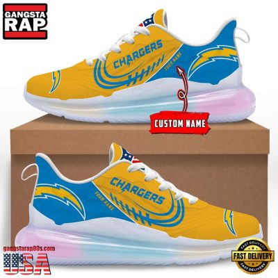 NFL Los Angeles Chargers Custom Rainbow Atmospheric Air Force 1 Sneaker Shoes