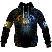 Nfl Los Angeles Rams Custom Name Number Rose Dragon Pullover Hoodie Front.jpg - demo10