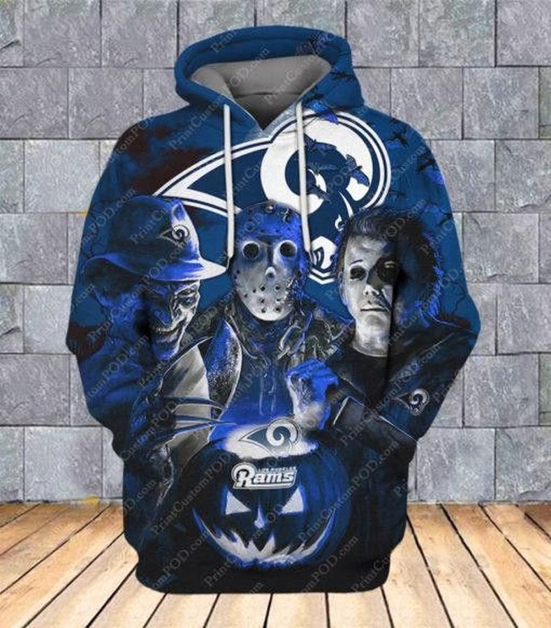 NFL Los Angeles Rams Jason Voorhees Horror Pullover Hoodie NFL Los Angeles Rams Jason Voorhees Horror Pullover Hoodie
