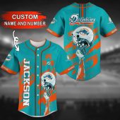 NFL Miami Dolphins Custom Name Number Aqua #1 Baseball Jersey