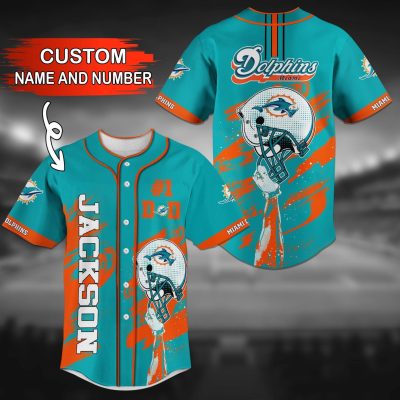 NFL Miami Dolphins Custom Name Number Aqua #1 Baseball Jersey