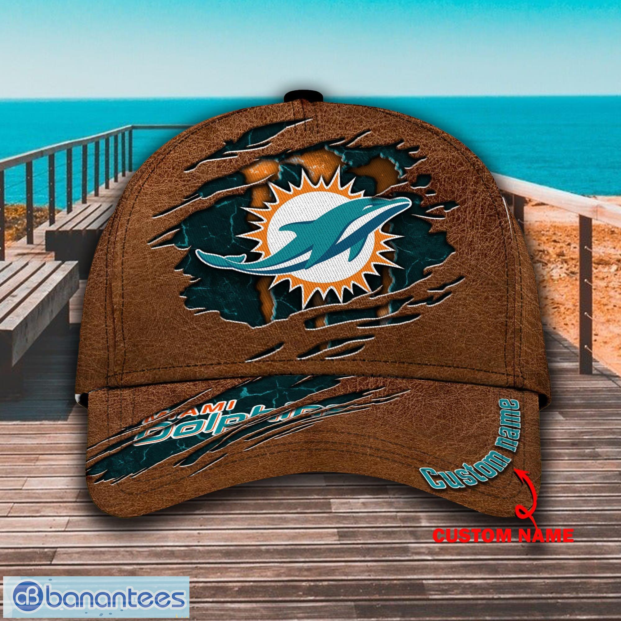NFL Miami Dolphins Custom Name Brown Classic Cap NFL Miami Dolphins Custom Name Brown Classic Cap