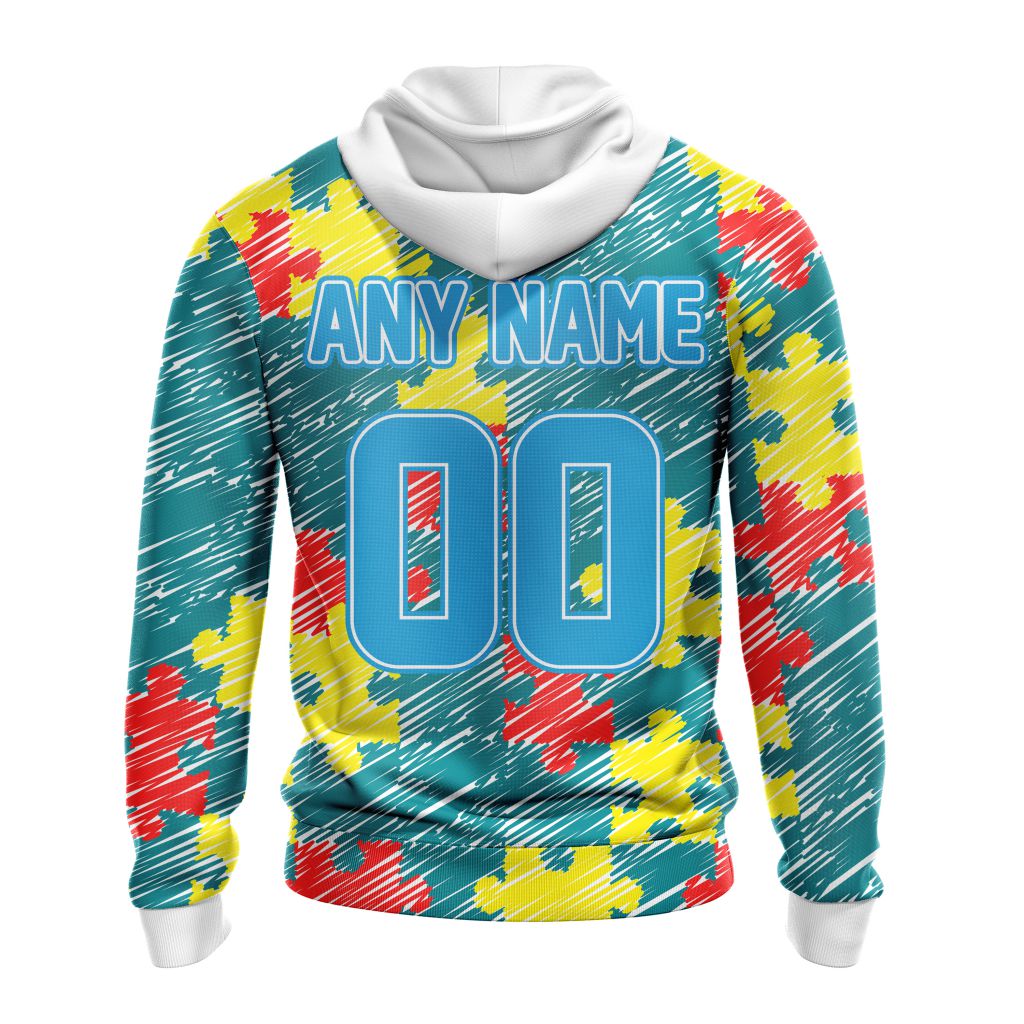 NFL Miami Dolphins Custom Name Number Puzzle Autism Awareness Pullover Hoodie NFL Miami Dolphins Custom Name Number Puzzle Autism Awareness Pullover Hoodie