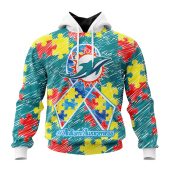 Nfl Miami Dolphins Custom Name Number Puzzle Autism Awareness Pullover Hoodie Front.jpg - demo10