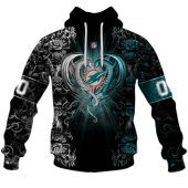Nfl Miami Dolphins Custom Name Number Rose Dragon Pullover Hoodie Front.jpg - demo10
