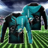 NFL Miami Dolphins Custom Name Skull Aqua Pullover Hoodie
