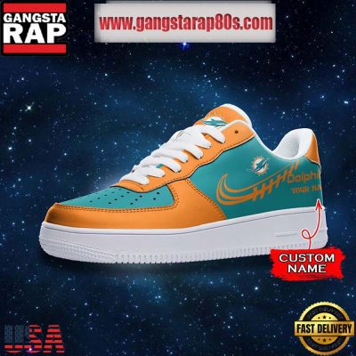 NFL Miami Dolphins Unique Design Custom Name Air Force 1 Sneaker Shoes