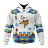 NFL Minnesota Vikings Custom Name Number Autism Awareness Pullover Hoodie