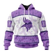 Nfl Minnesota Vikings Custom Name Number Fight Cancer Pullover Hoodie Front.jpg - demo10