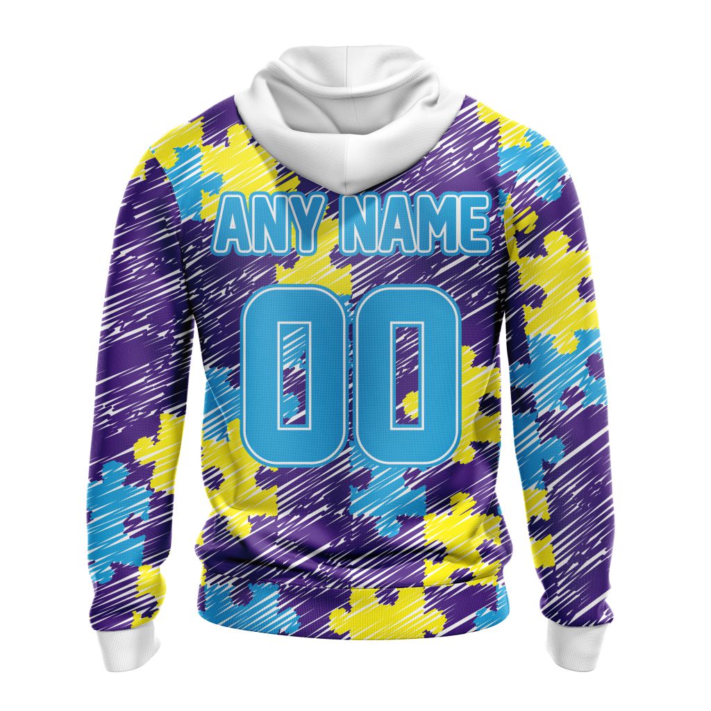 NFL Minnesota Vikings Custom Name Number Puzzle Autism Awareness Pullover Hoodie NFL Minnesota Vikings Custom Name Number Puzzle Autism Awareness Pullover Hoodie