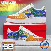 NFL Minnesota Vikings Pride Peace Love Vikings Custom Air Force 1 Shoes Sneaker