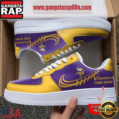 NFL Minnesota Vikings Unique Design Custom Name Air Force 1 Sneaker Shoes