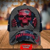 NFL New England Patriots Custom Name Skull Classic Cap