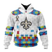 NFL New Orleans Saints Custom Name Number Autism Awareness Pullover Hoodie