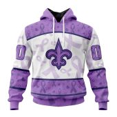 NFL New Orleans Saints Custom Name Number Fight Cancer Pullover Hoodie