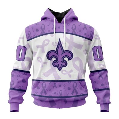NFL New Orleans Saints Custom Name Number Fight Cancer Pullover Hoodie
