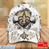 NFL New Orleans Saints Custom Name Tropical Flower Classic Cap