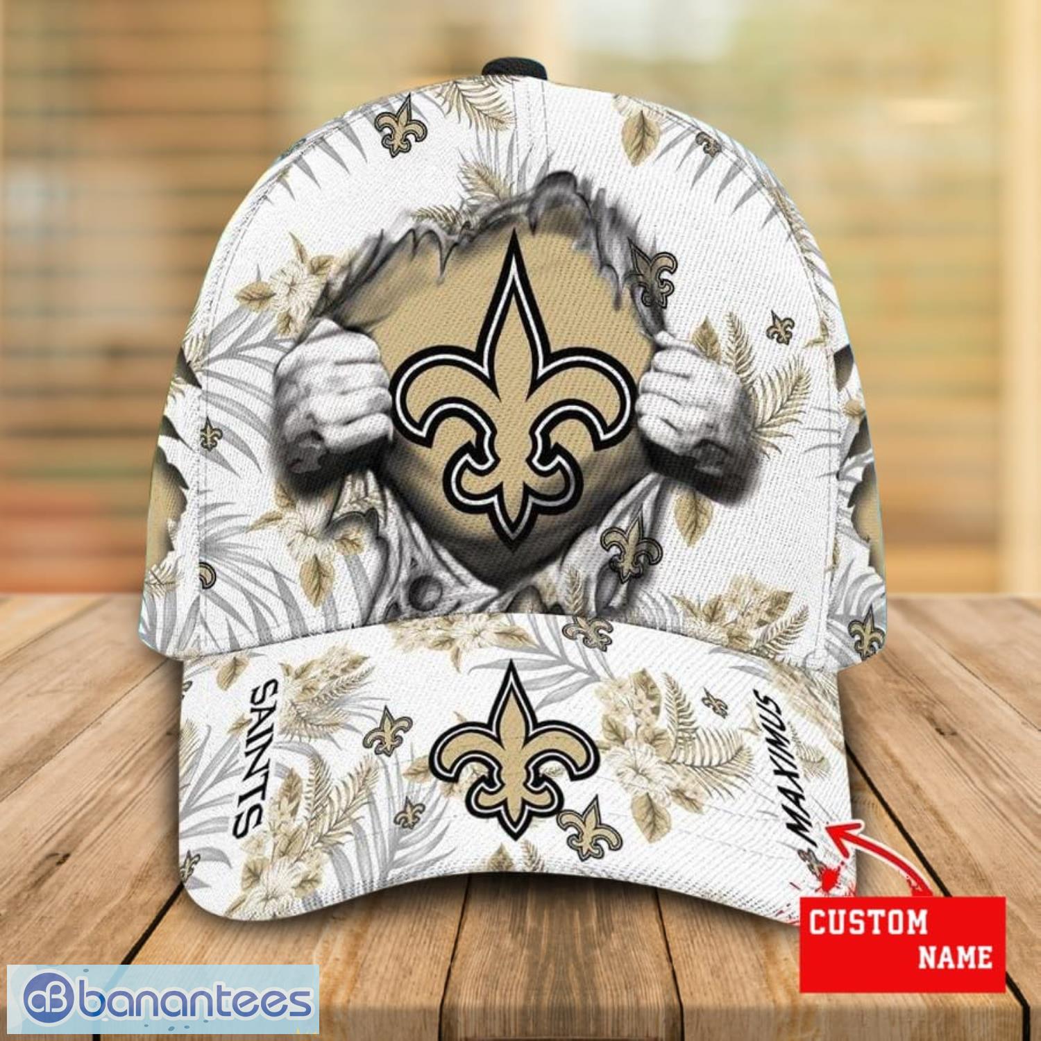NFL New Orleans Saints Custom Name Tropical Flower Classic Cap NFL New Orleans Saints Custom Name Tropical Flower Classic Cap