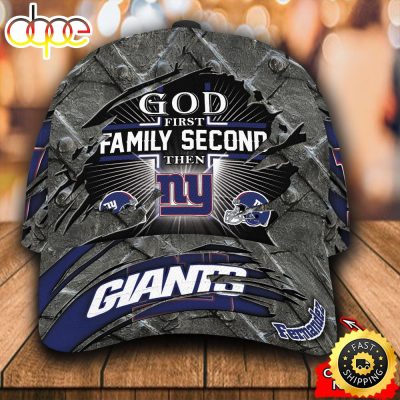 NFL New York Giants Custom Name God First Family Classic Cap