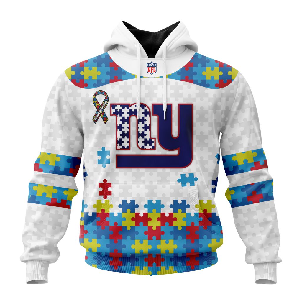 NFL New York Giants Custom Name Number Autism Awareness Pullover Hoodie NFL New York Giants Custom Name Number Autism Awareness Pullover Hoodie