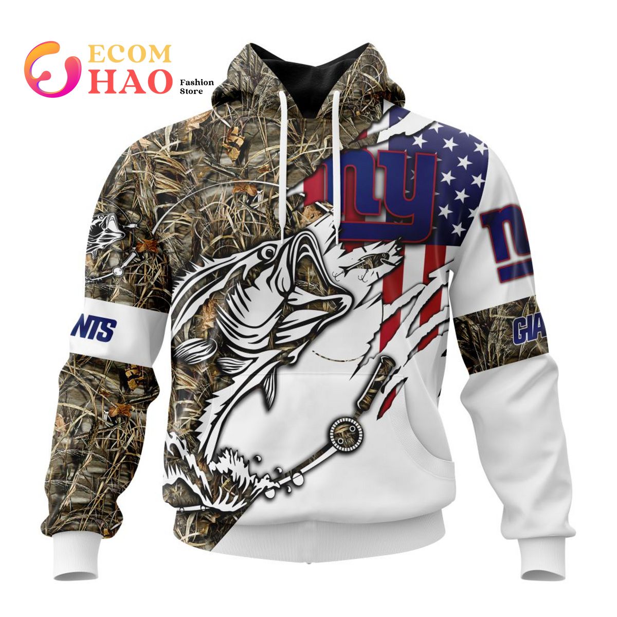 NFL New York Giants Custom Name Number Special Fish Pullover Hoodie NFL New York Giants Custom Name Number Special Fish Pullover Hoodie