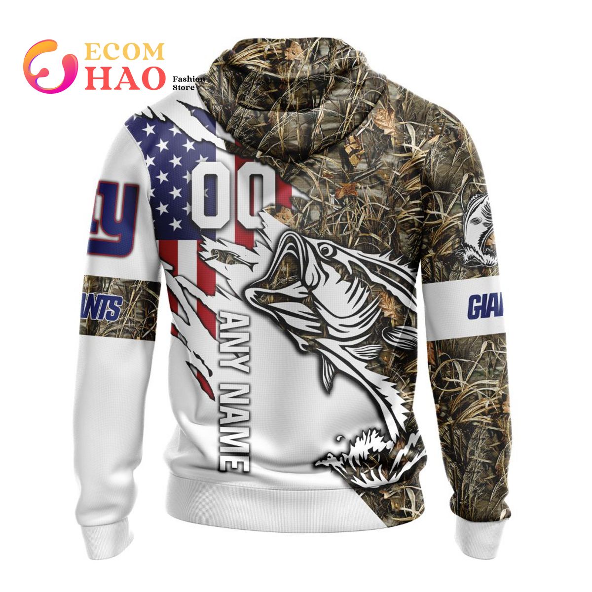 NFL New York Giants Custom Name Number Special Fish Pullover Hoodie NFL New York Giants Custom Name Number Special Fish Pullover Hoodie
