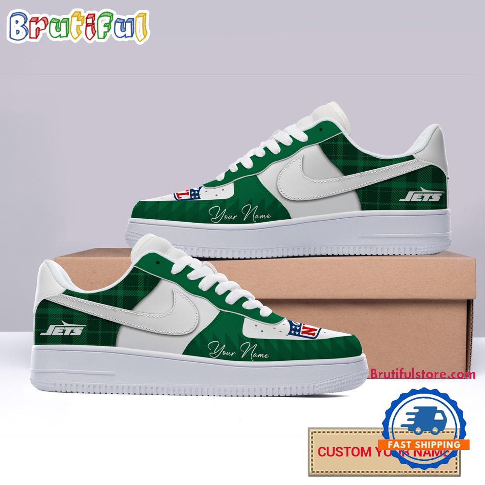 NFL New York Jets Christmas Logo Pattern Custom Air Force 1 Shoes Sneaker NFL New York Jets Christmas Logo Pattern Custom Air Force 1 Shoes Sneaker