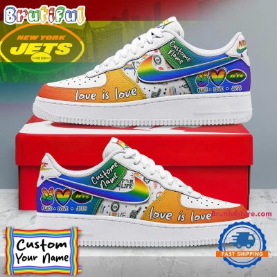NFL New York Jets Pride Peace Love Lions Custom Air Force 1 Shoes Sneaker