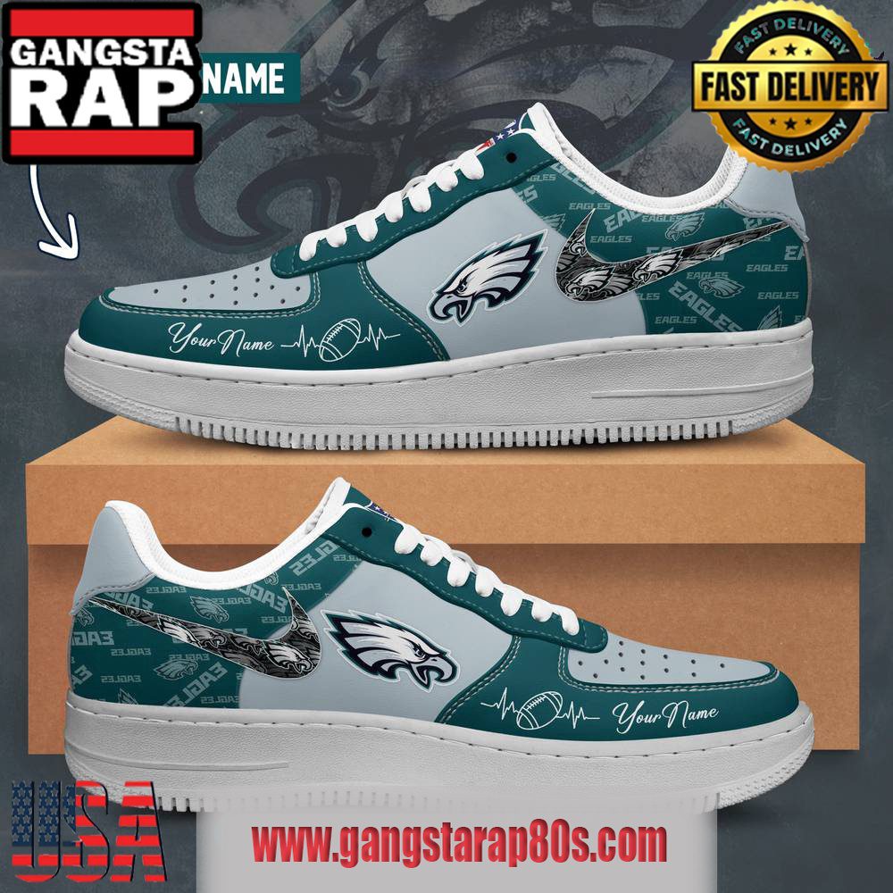 NFL Philadelphia Eagles Custom Name Air Force 1 Running Sneakers Shoes NFL Philadelphia Eagles Custom Name Air Force 1 Running Sneakers Shoes
