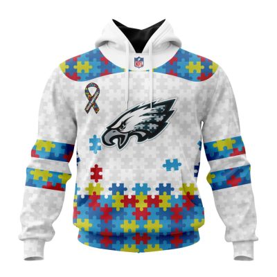 NFL Philadelphia Eagles Custom Name Number Autism Awareness Pullover Hoodie