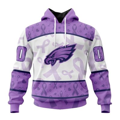 NFL Philadelphia Eagles Custom Name Number Fight Cancer Pullover Hoodie
