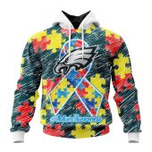 Nfl Philadelphia Eagles Custom Name Number Puzzle Autism Awareness Pullover Hoodie Front.jpg - demo10