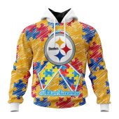 Nfl Pittsburgh Steelers Custom Name Number Puzzle Autism Awareness Pullover Hoodie Front.jpg - demo10