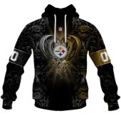 Nfl Pittsburgh Steelers Custom Name Number Rose Dragon Pullover Hoodie Front.jpg - demo10