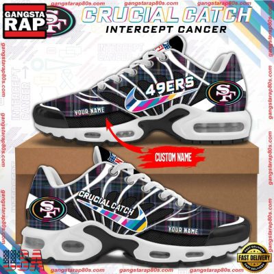 NFL San Francisco 49ers Crucial Catch Intercept Cancer Air Max Plus Shoes Running Sneakers