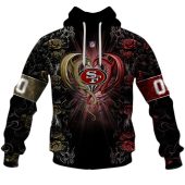 Nfl San Francisco 49ers Custom Name Number Rose Dragon Pullover Hoodie Front.jpg - demo10