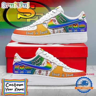 NFL San Francisco 49ers Pride Peace Love Lions Custom Air Force 1 Shoes Sneaker