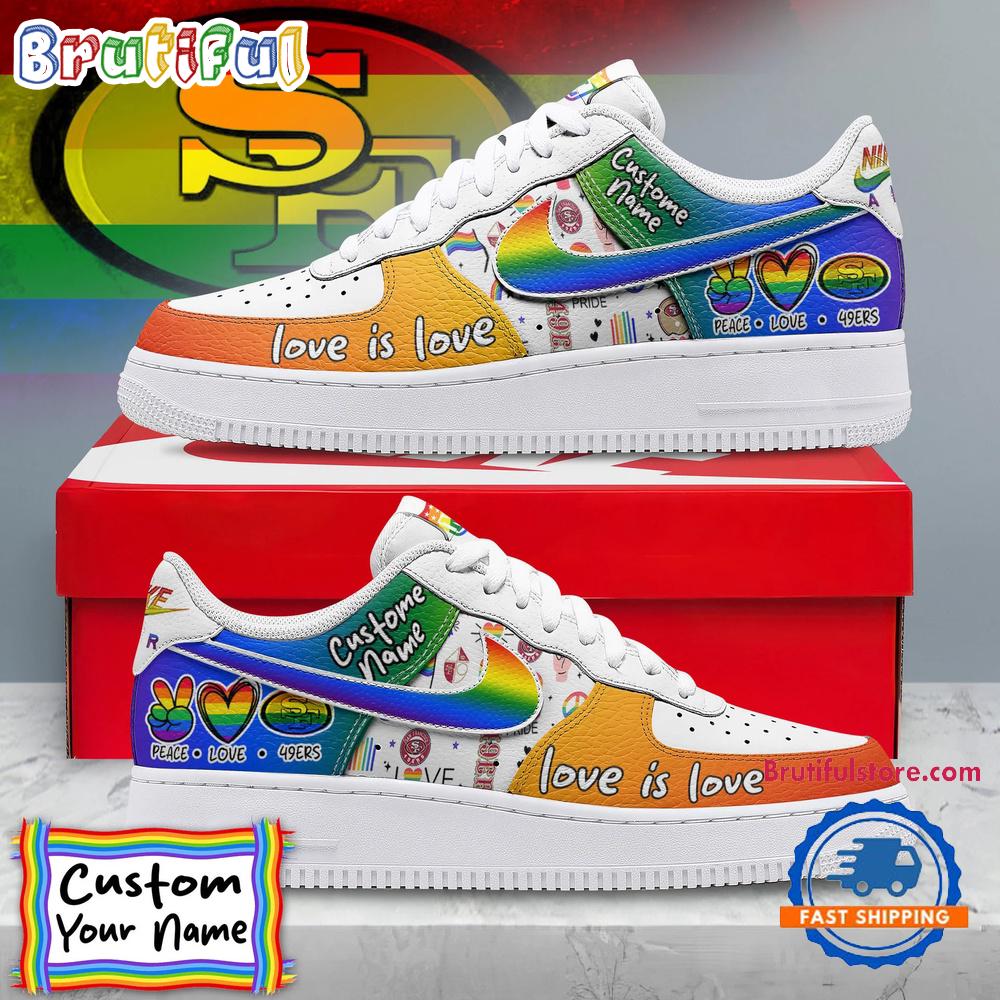 NFL San Francisco 49ers Pride Peace Love Lions Custom Air Force 1 Shoes Sneaker NFL San Francisco 49ers Pride Peace Love Lions Custom Air Force 1 Shoes Sneaker