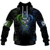 Nfl Seattle Seahawks Custom Name Number Rose Dragon Pullover Hoodie Front.jpg - demo10