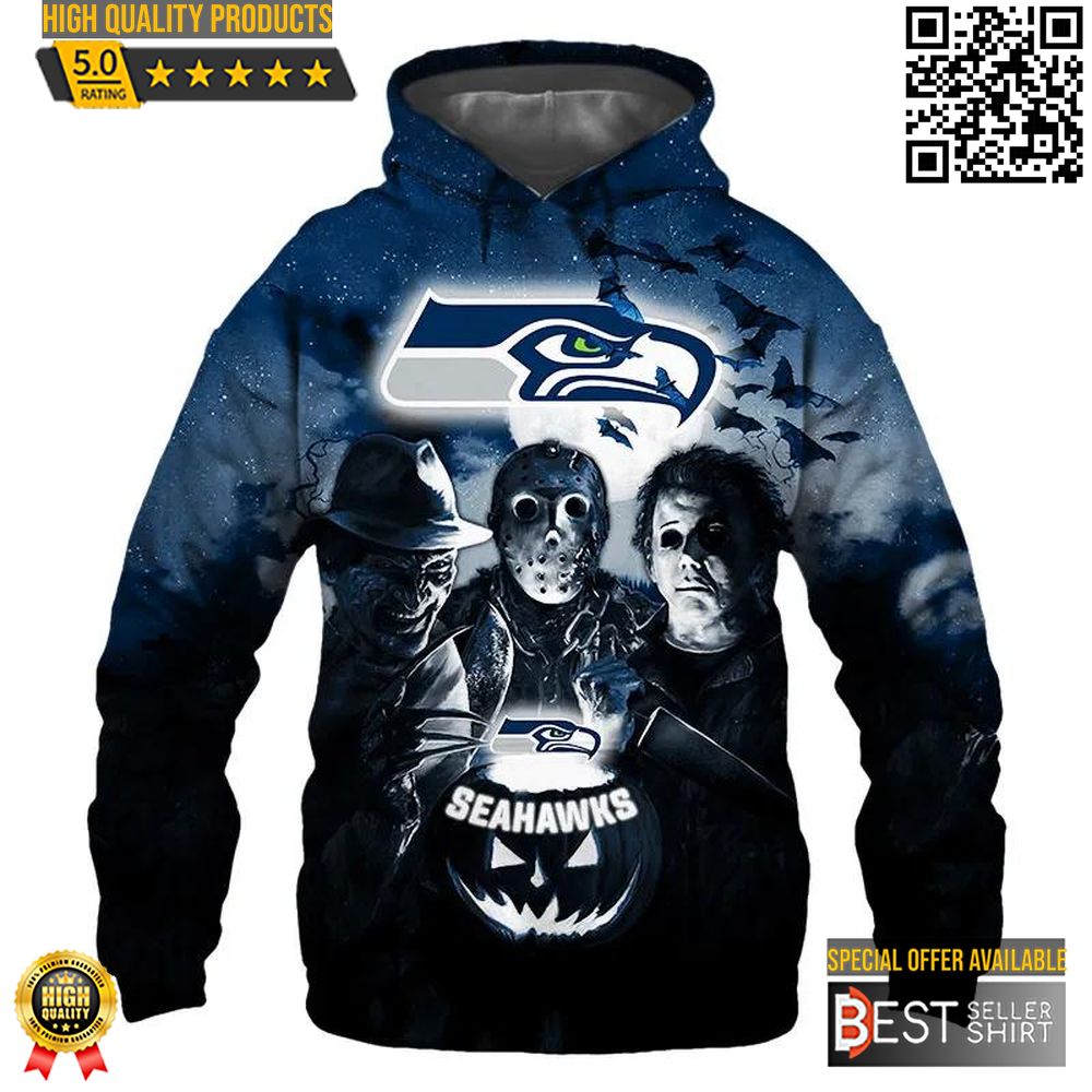 NFL Seattle Seahawks Jason Voorhees Logo Pullover Hoodie NFL Seattle Seahawks Jason Voorhees Logo Pullover Hoodie