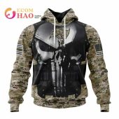 NFL Tampa Bay Buccaneers Custom Name Number Punisher Skull Camo Pullover Hoodie